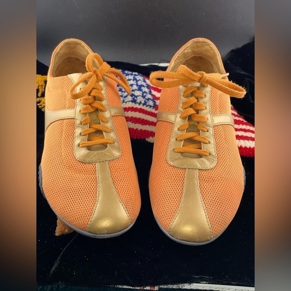 Cole Haan Shoes - Cole Haan Womens Sneakers Shoes Orange Gold D18741 Low Top Lace Up Mesh 8 B